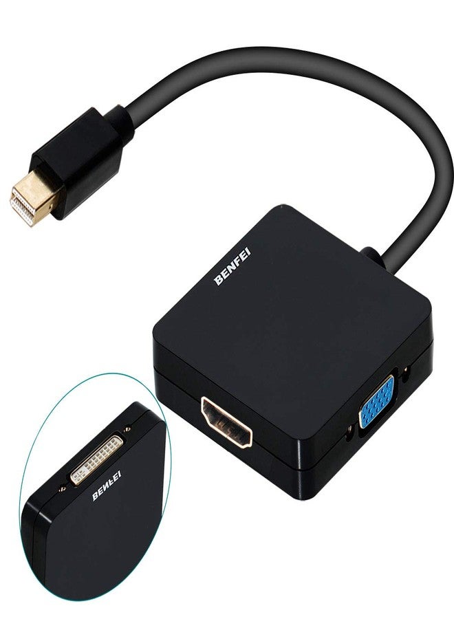 BENFEI Mini DisplayPort to HDMI VGA DVI 4K Adapter, 3-in-1 Gold-Plated Mini DisplayPort(DP) to HDMI/DVI/VGA Adapter(Male to Female) Compatible with MacBook Air, Mac mini, Microsoft Surface Pro 3/4 - Image 1